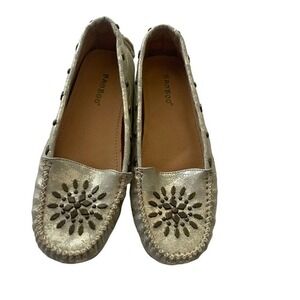Bamboo NWOB Women's Size 6.5 Metallic Foil Boho Moccasins Flat Shoes